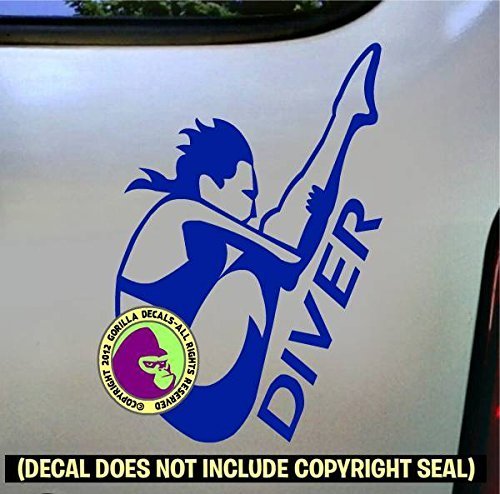 DIVER FEMALE Springboard Vinyl Decal Sticker E