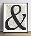 Black Ampersand, Vintage Dictionary Art Print, Antique Wall Art Home Decor, Modern Boho Poster, Farmhouse Decoration Living Room Bedroom Office 8x10 Inches, Ready To Frame