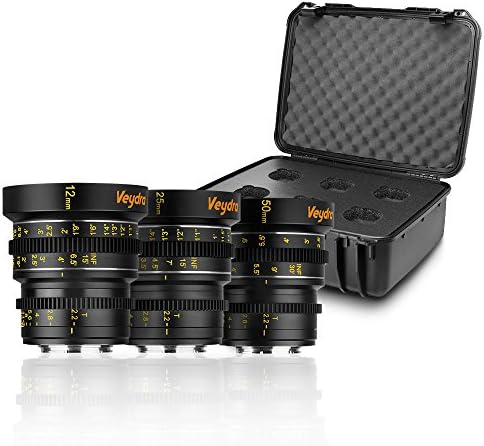 Veydra V1-3LENSMFTKITM Mini Prime 3 Lens MFT Starter Kit with Manual Focus, Black