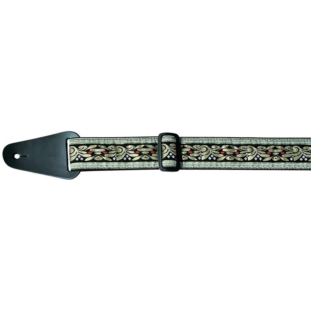 GEWA Fire & Stone 531023 guitar strap folklore edition jacquard light black/gold