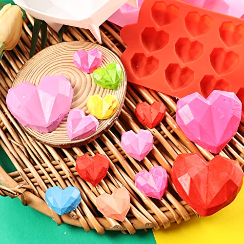 Diamond Heart Mousse Cake Mold Trays Set, Large and Small Heart