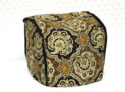 4 Slice Toaster Cover - Long Slot (15.75"x8"x8") / Quilted Double Faced Cotton, Black Paisley