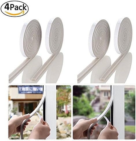 YoJessy Super Foam &amp; Thick Sponge Door Window Weather Stripping Seal Strip Tape 4 Pack Total 314 inches ( 0.4" Height x 0.6" Width )
