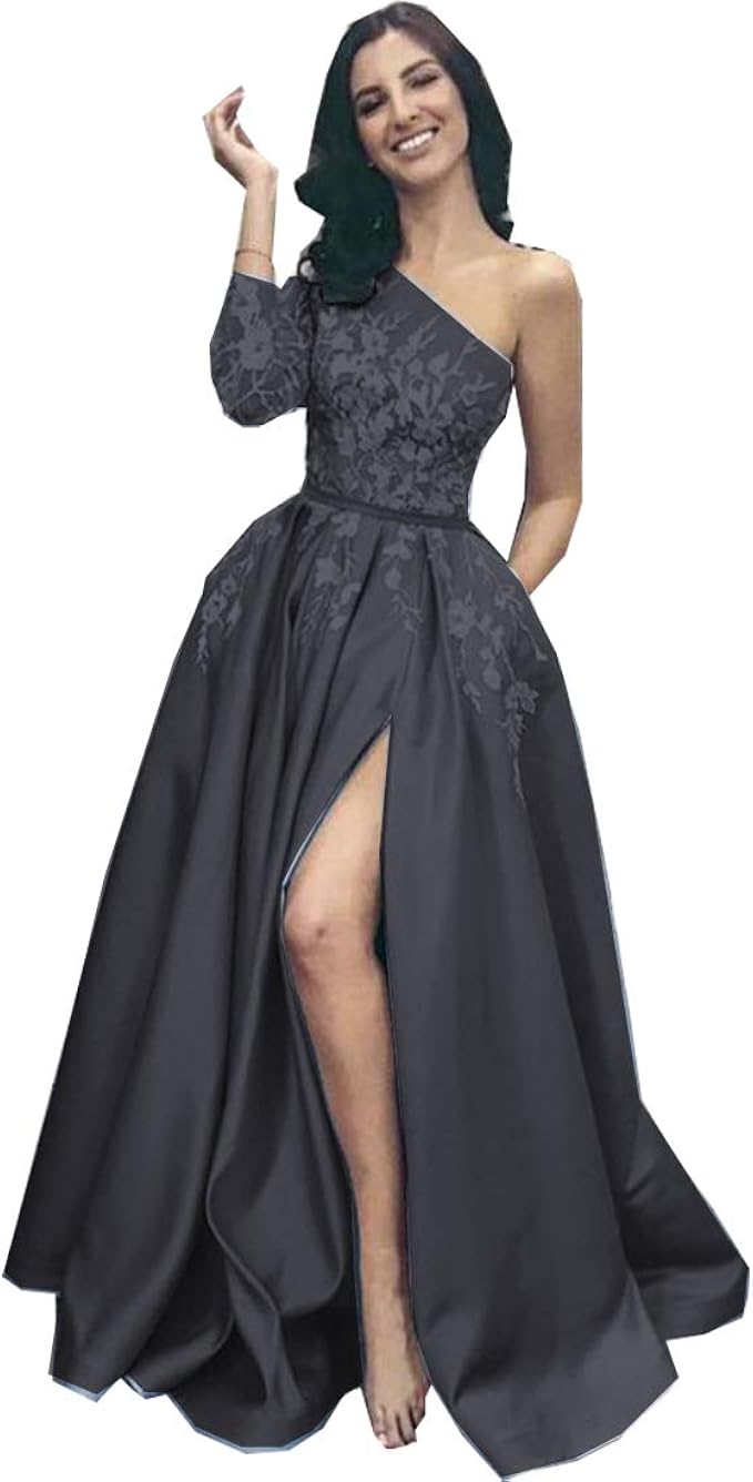 single shoulder gown