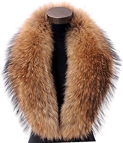 Gegefur Natural Raccoon Large Real Fur Collar for Winter Coat Scarf