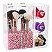 Lonkiktik Clear Acrylic Covered Makeup Brush Holder with Dustproof Lid, 3 Drawers, Pearls Beads for Cosmetics Brushes Storage (Pink)