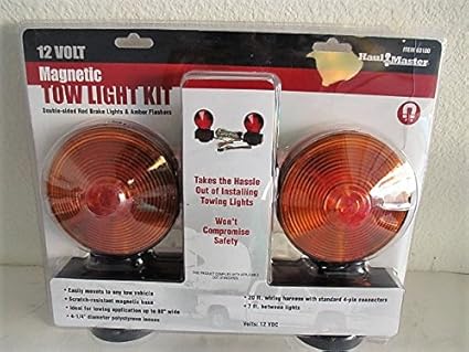 Amazon Com Haul Master 12v Volt Magnetic Towing Trailer Light Tail Light Emergency Stranded Trailing Haul Kit Complete Set Double Sided Red Brake Lights And Amber Flashers Auto Boat Rv Trailer Truck Car Automotive