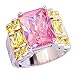 Psiroy 925 Sterling Silver Plated Simulated Pink Topaz Knuckle Wide Band Ring Size 9