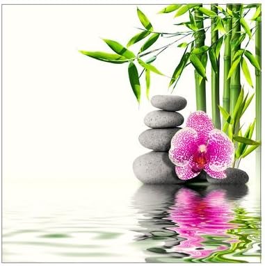 Custom Modern Giclee Canvas Print Wall Art Zen Garden Bamboo Orchid Flower Spa Canvas Print 12" x 12" Inch Canvas Oil Painting Wall Art Home Office Decor Artwork