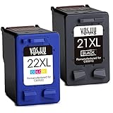 Voshy Remanufactured HP 21 22 Ink Cartridges, High Yield Replacement for HP Officejet 4315 J3680, HP Deskjet F4140 F4180 F380 3930 D1430 D1455, HP PSC 1410 Printer - 1 Black, 1 Tri-Color