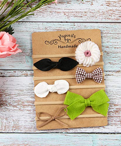 image for Papiarts Nylon Baby Hair Bows, Baby Girl Headbands Set, Assorted 6 Pac