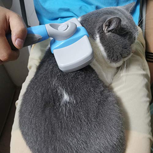 LALPCQXS 3PCS Pet Self Cleaning Slicker Brush and Pet Nail Clipper with Safety Guard, Pet Grooming Shedding Tool for Dog and Cat, Gently Removes Tangled Hair, Blue