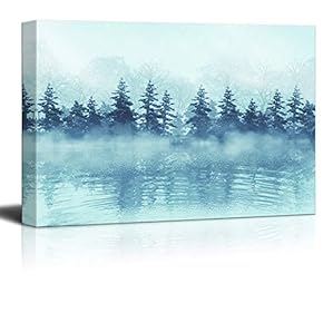 Canvas Wall Art Mist Forest Painting Artwork for Home Prints Framed - 12x18 inches