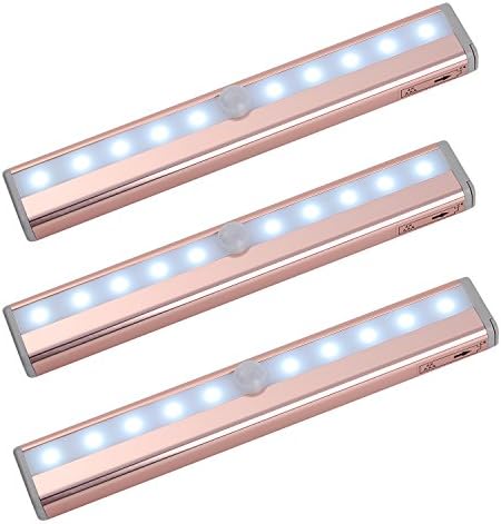 Zoeson Motion Sensing 3-pack Closet Light,10 LED Cool Color Under Cabinet Light (3pcs/pack)