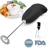 Milk Frother Handheld Battery Operated Electric Foam Maker for Coffee,Latte,Cappuccino,Hot Chocolate,Durable Drink Mixer Stainless Steel Whisk Include Stainless Steel Stand