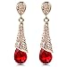 Calors Vitton Gold Plated Full Rhinestone Cubic Zircon Long Water Drop Earrings for Women Red 4705