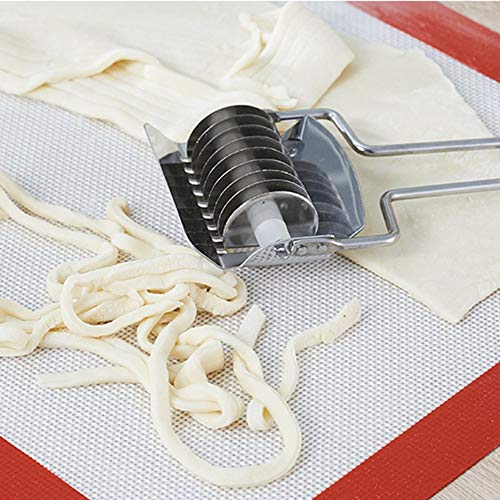 MIAO JIN 4 Pcs Stainless Steel Pasta Noodle Cutter Noodle Lattice Roller Spaghetti Maker Dough Cutter