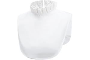 Shinywear Detachable Dickey Half Shirts - White Collar Blouse with Elegant Lace Ruffles & Turtleneck - French Royal Style Stand-up Collar