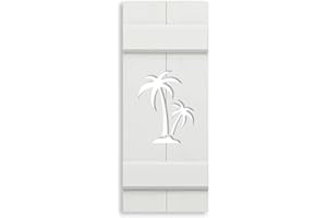 HANDMADE Double Palm Tree Shutter, Custom Exterior PVC, Coastal Decor-Sold Individually (Width: 14.5, Height: 39)