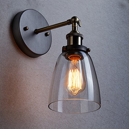 CLAXY® Ecopower Industrial Edison Old Fashion Simplicity Glass Wall Sconce Metal Base Cap