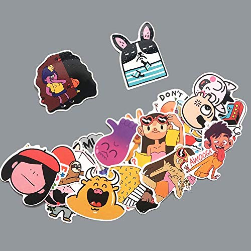 image for Jasion 30 Pcs Vinyl Lovely Cartoon Characters Stickers Waterproof Graf