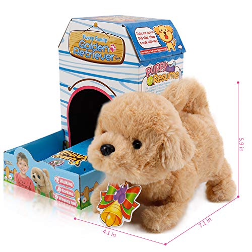 Liberty Imports Plush Golden Retriever Toy Puppy Electronic Interactive Pet Dog Walking