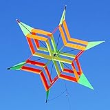 Besra 42inch Huge Lotus Flower Kite Colorful Signle Line Nylon 3D Box Kite with Flying Tools (42inch Hexagon Color Random)