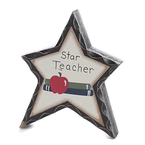 Factory Direct Craft Thick Standing "Star Teacher" Wood Star for Gifting, Displaying and Collecting