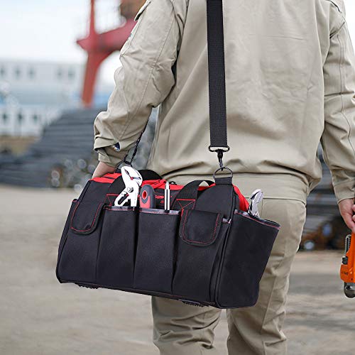image for Meterk Tools Bag 16 Inch Heave Duty Tools Bag 17 Multi-Pockets with Ad