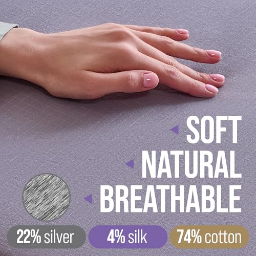 Grounding Sheets Queen 74% Organic Cotton 22% Silver 4% Silk Fitted Size Bed Sheet - Grounded Earth Deep Pocket - Well Bedding for Better Sleep, Gray