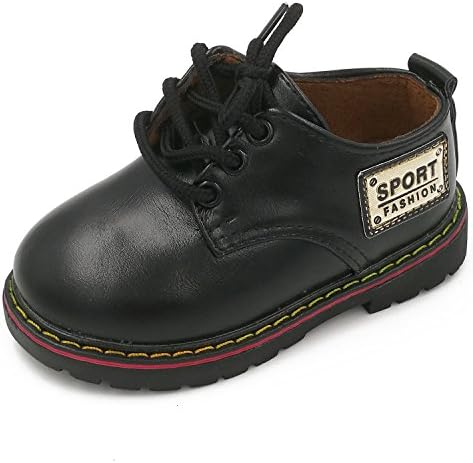 Comfy kids leather shoes soft bottom size 21-25 baby toddler shoes 901 (6, Black)