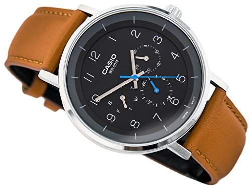 Casio mtp-e314l-1bv men s brown leather band multifunct…