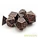 Bescon Antique Copper Solid Metal Polyhedral Dice Set of 7 Copper Metallic RPG Role Playing Game Dice 7pcs Set D4-D20