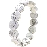 YXBOMG White Turquoise Bracelet Natural Crystal Stretch Bracelet Women Men Christmas Birthday Gift Energy Healing Bring Happiness Luck Wealth