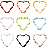 SUNNYCLUE 1 Box 18Pcs 9 Colors Heart Spring Clasp Heart Snap Hooks 4cm Metal Alloy Spring Gate O Rings Snap Buckle Trigger Cute Clasp Keychain Findings for Key Ring Clip DIY Crafts Jewelry Making