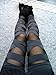 Choies Women's Nylon Black/White Bandage Straps Leggings
