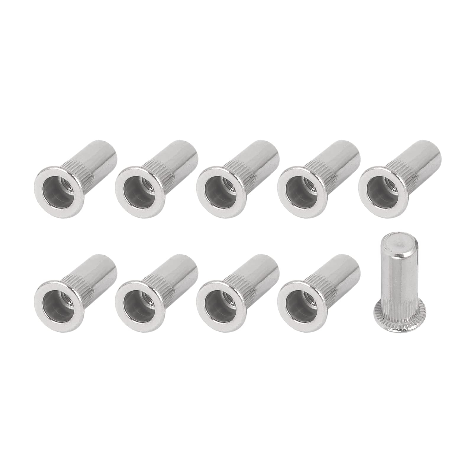 METALLIXITY Sealed Rivet Nuts (M5) 20Pcs, 304 Stainless Steel Blind Closed End Threaded Insert Nuts - for Furniture Mechanical Fasteners, Silver Tone