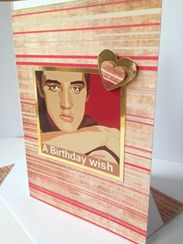 ELVIS PRESLEY greetings card American singer, actor, Red cream Happy Birthday Thanks Best friend Card matching envelope A6/C6 size