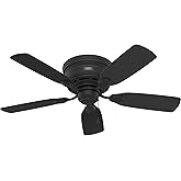 Hunter 42 inch Indoor Ceiling Fan No Light - Black Ceiling Fan without Light, Low Profile Mount, 5 Blades, For Bedroom, Livin
