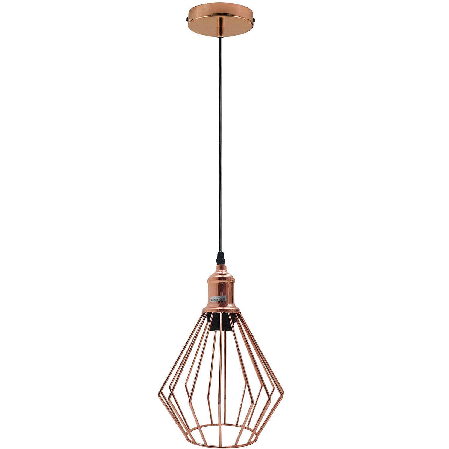 LEDSone Vintage Retro Rose Gold Ceiling Pendant Light Cluster Light Fitting Wire Cage Lampshades, E27 Holder Hanging Light Kit for Indoor Area (Rose Gold)