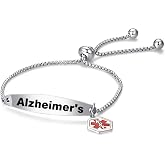 NARTGO Red Medical Alert ID Bracelet for Women Men Emergency First Aid | Emergency Health Alarm Engraved Adjustable Stainless Steel Chain Bracelets