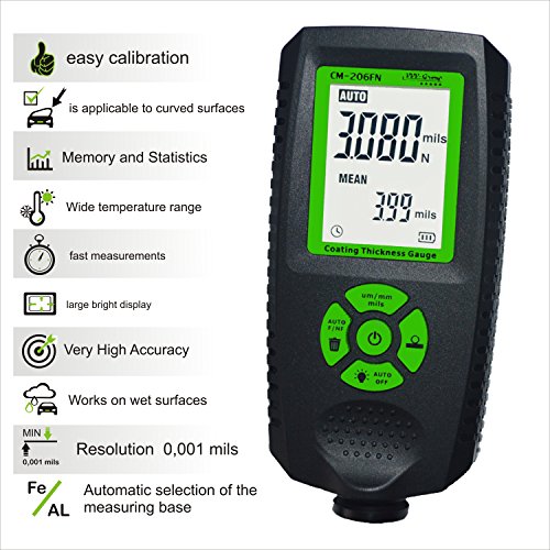 Coating Thickness Gauge CM-206FN Digital Paint Meter/Best for Automotive Paint Thickness Measurement (Resolution 0.001mils)
