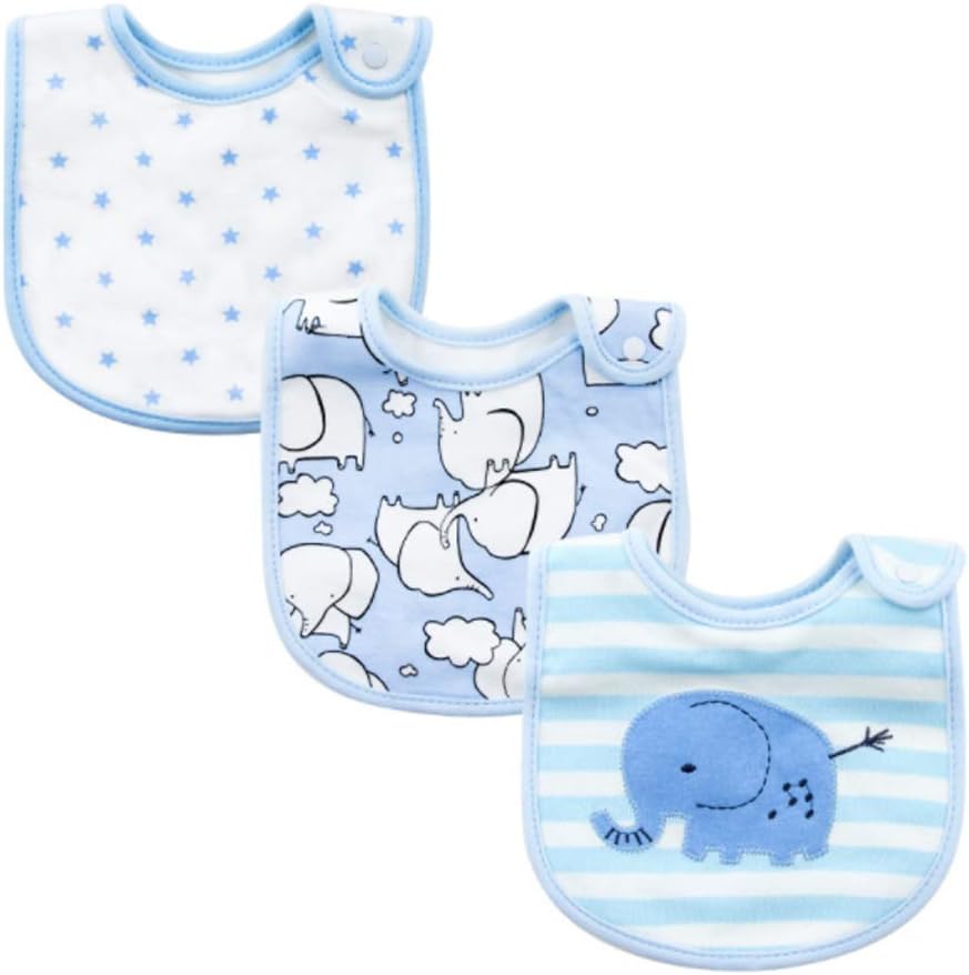 NROCF 3Pcs Baby Sports Bib with Snap Button, Soft Cotton Clothing Cover Drooling Boys And Girls Bib