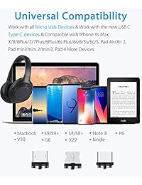Cable de carga magnético (3 unidades, 3 en 1, cable trenzado de nailon, compatible con Mirco USB, Smartphone tipo C e iProduct Device