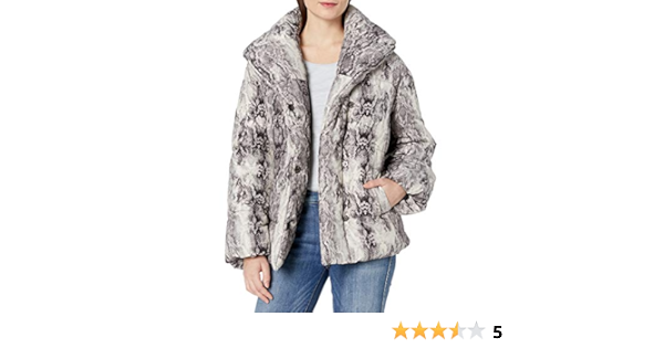 snake print bubble coat