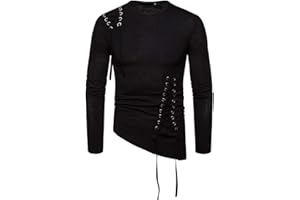 VEZAD Men Summer New Short Sleeve T-Shirt with Irregular Design Knitting Braided Rope Blouse