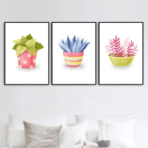 MHFG Dibujos Animados en Maceta Hoja de Cactus Flor Arte de la Pared