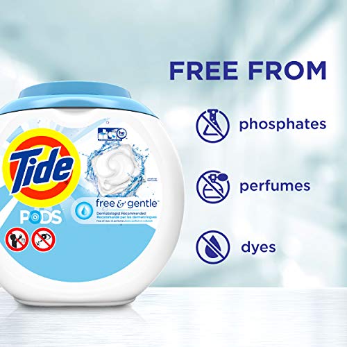 Tide PODS Free and Gentle, Laundry Detergent Soap PODS, HE, 96 Count - Unscented and Hypoallergenic for Sensitive Skin… - Image 5
