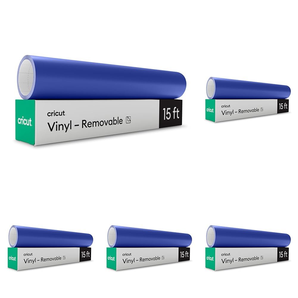 Cricut Premium Removable Vinyl (12 in × 15 ft), No-Residue Easy Removal up to 2 Years, Perfect for Indoor-Outdoor DIY Projects & Removable Decals, Compatible Machines, Vivid Blue
