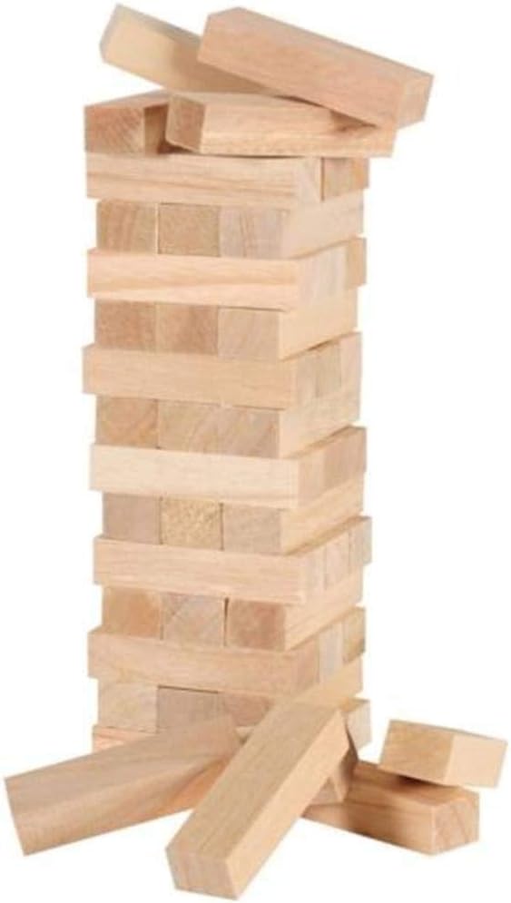 mementoy ✿48pcs Wooden Block Tower Game Stacking Tumbling Tower Game✿ feasible